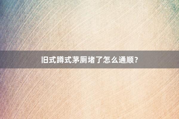 旧式蹲式茅厕堵了怎么通顺？